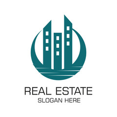 Real estate logo design simple concept Premium Vector