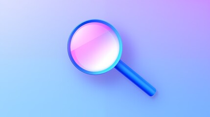 Stylized Illustration of a Magnifying Glass with a Vibrant Blue and Pink Gradient.