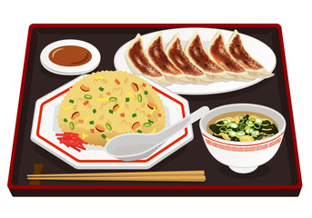 中華料理_炒飯定食_餃子とスープ