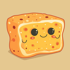 Fototapeta premium Cute slice of bread with eyes and mouth. Vector illustration.