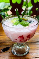 Indonesian fruit cocktail : Es Teler, summer sweet dessert