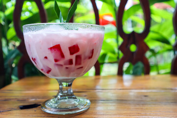 Indonesian fruit cocktail : Es Teler, summer sweet dessert