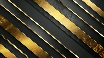 Opulent Lines: Gold and Black Stripes Abstract Template