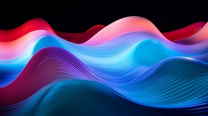 Vibrant Neon Waves: Light Blue, Lilac, and Olive Green Fabric Backdrop Illuminated with Brilliant Neon Light