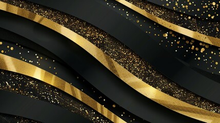 Glamorous Symmetry: Abstract Template with Gold and Black Stripes