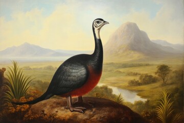 The bird painting animal land. - obrazy, fototapety, plakaty
