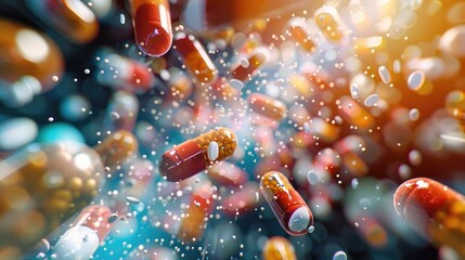 Glimpse into the Future Intricate D Render of a Drug Interaction in a Medical Laboratory