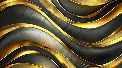 Radiant Contrast: Gold and Black Stripes Abstract Design