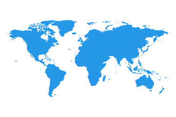 Fototapeta na wymiar Blue world map isolated on a transparent background.
