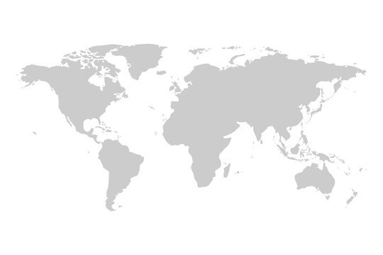 Fototapeta Grey world map isolated on a transparent background.