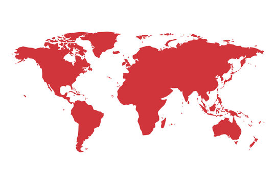 Fototapeta Red world map isolated on a transparent background.