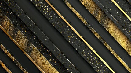 Elegant Contrast: Gold and Black Stripes Abstract Template
