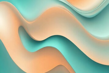 Orange, teal gradient background with wide paint strokes, empty space, grainy wavy texture, abstract paint art, wallpaper with motion concept, floating lines with mixed shades of color  - obrazy, fototapety, plakaty