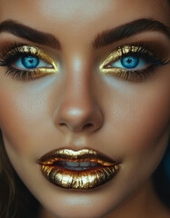 close up of woman face with makeup - obrazy, fototapety, plakaty
