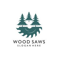 wood saws logo design vector illustration