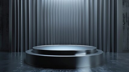 D Rendering of a Sleek Metal Podium A Modern of Engineering and Design - obrazy, fototapety, plakaty