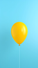 Yellow balloons floating in the blue sky