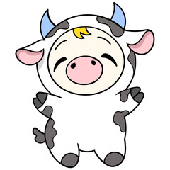 dairy cow dancing happily to welcome the harvest season celebration