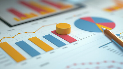 Financial data analysis concept with charts and graphs