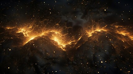 Shimmering Gold: Radiant Dust Settles Against the Night Sky Background in Captivating Contras - obrazy, fototapety, plakaty