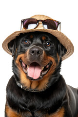 Naklejka premium Dog in Summer Hat Smiling