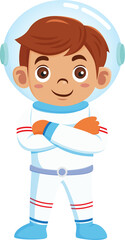 kid Boy wearing an astronaut suit uniform cartoon character design