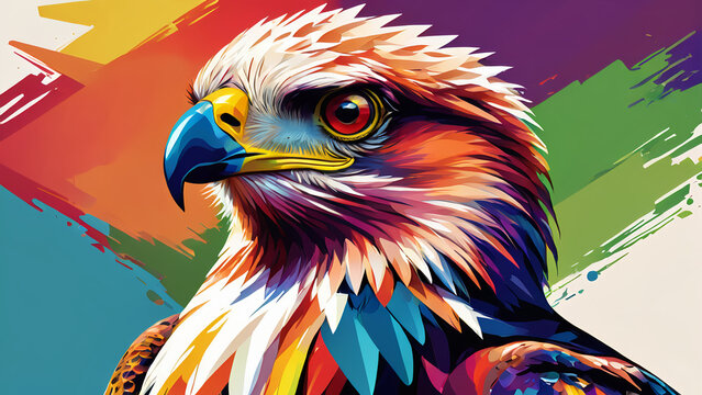 colorful abstract wpap hawk bird