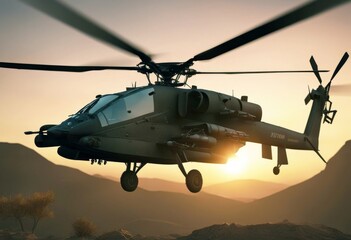 'd photorealistic apache render sunset helicopter army attack chopper combat defend firepower...