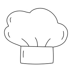 Chef hat, cooking or baking kitchen design element, doodle style vector outline for coloring book