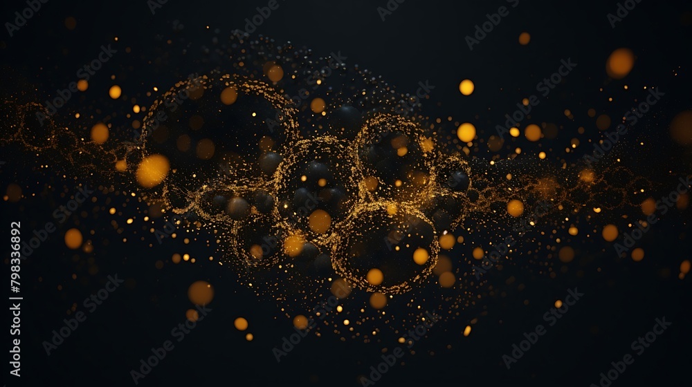 Poster gleaming gold particles on dark background: elegant and captivating visual contrast