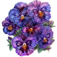 Clipart illustration a pansy on white background. Suitable for crafting and digital design projects.[A-0001]