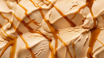 Caramel flavor gelato - full frame background banner detail. Close up of a surface texture of caramel Ice cream
