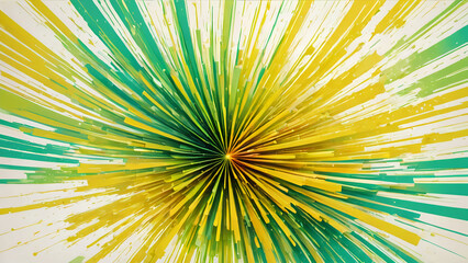 Obraz premium Vibrant yellow green pop colorful exploding radial lines on white backdrop