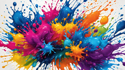 Creative colorful ink splash art illustration on white backdrop