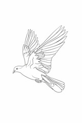 
One continuous line drawing of flying dove with two hands. Bird symbol of peace and freedom in simple linear style. Mascot concept for national labor movement icon.