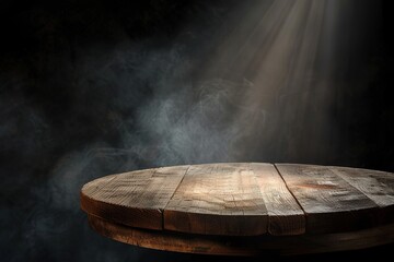 Fototapeta premium wooden table on dark background Free Space to display your products