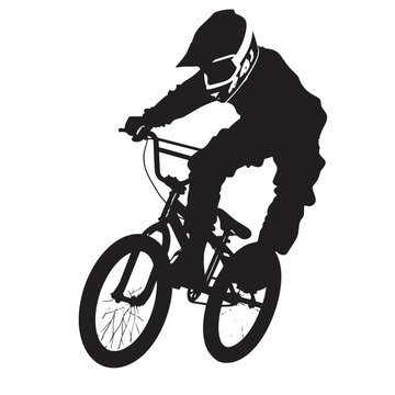 Vector silhouette of an extreme BMX sports person. Flat cutout icon