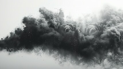 Ethereal Void: Cut-Out Illustration of Black Smoke