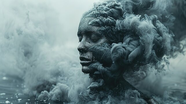Ethereal Void: Cut-Out Illustration of Black Smoke