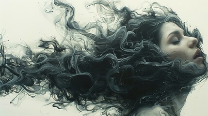 Mysterious Drift: Cut-Out Depiction of Black Smoke