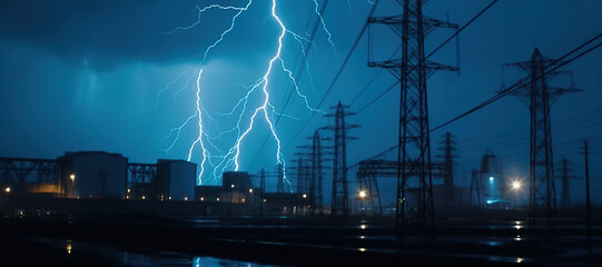 power plants, electricity, lightning 66 - obrazy, fototapety, plakaty