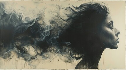 Fototapeta premium Sinister Simplicity: Cut-Out Form of Black Smoke