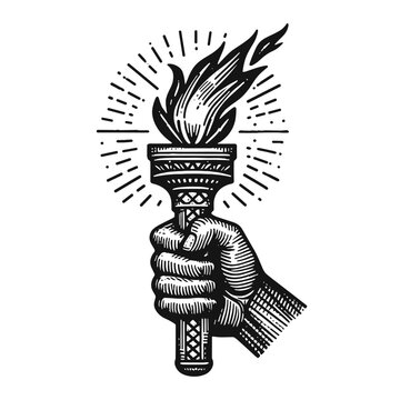 hand holding a torch sketch