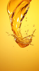 Close-up of golden honey flowing in the air