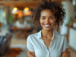 Fototapeta premium Positive Business Dynamics: Woman's Confident Handshake