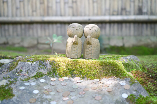 Jizo (stone statue)of Shisendo Temple (詩仙堂) in Kyoto, Japan
