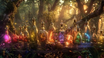 In a mystical forest of towering trees and glittering faerie dust a mischievous sprite proudly displays their prized possession an . .