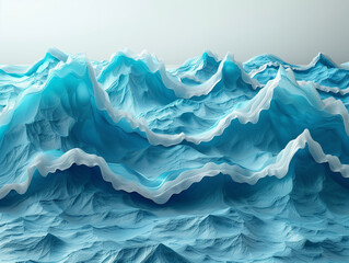 cyan wave surface 3d rendering