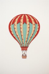 Obraz premium Hot air balloon in embroidery style aircraft vehicle transportation.
