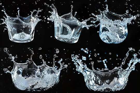 natural clear water splash collection liquid motion abstract photo set